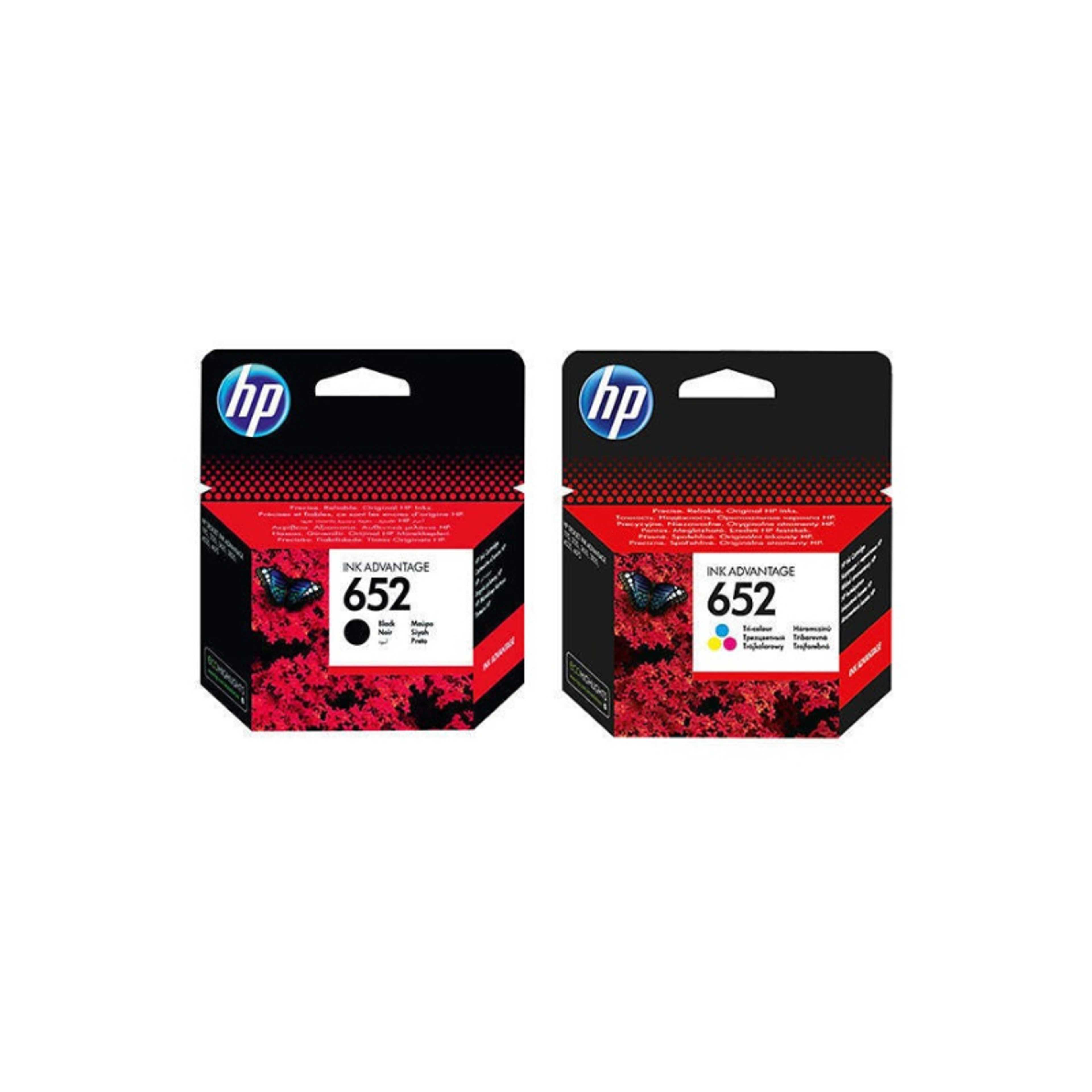 652 Black Original Ink Cartridge [F6V25AE] & 652 Tri-Color Original Ink Cartridge [F6V24Ae] | Black & Tri Colour - Product Main Image